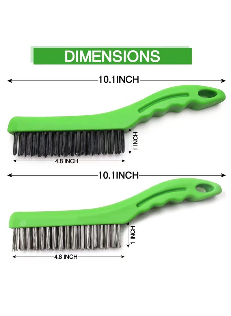 MAXMAN MAXMAN Wire Brush 2 PCS, Heavy Duty Carbon and Stainless Steel Wire 10 Inch with Plastic Handle Descaling Welding Dust Bending Hand Tool, Teel Brush Rust Remover for Metal  - Image 3