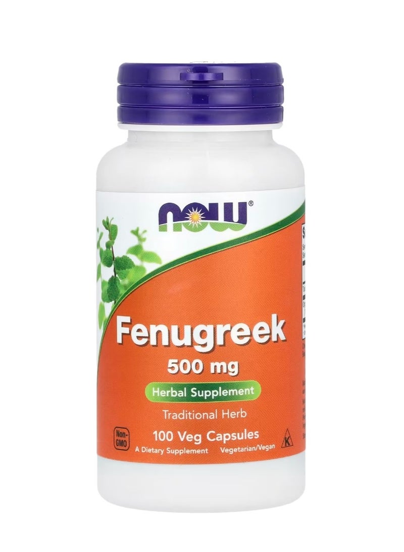 now Fenugreek 500 mg 100 Vegetarian Capsules - Image 1