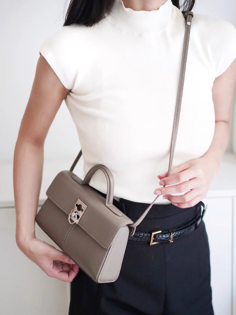 Selection Of Cafun* Niche Designer Briefcases, High-End Leather Commuter Handbags, Crossbody Kelly Bags For Women - Image 4