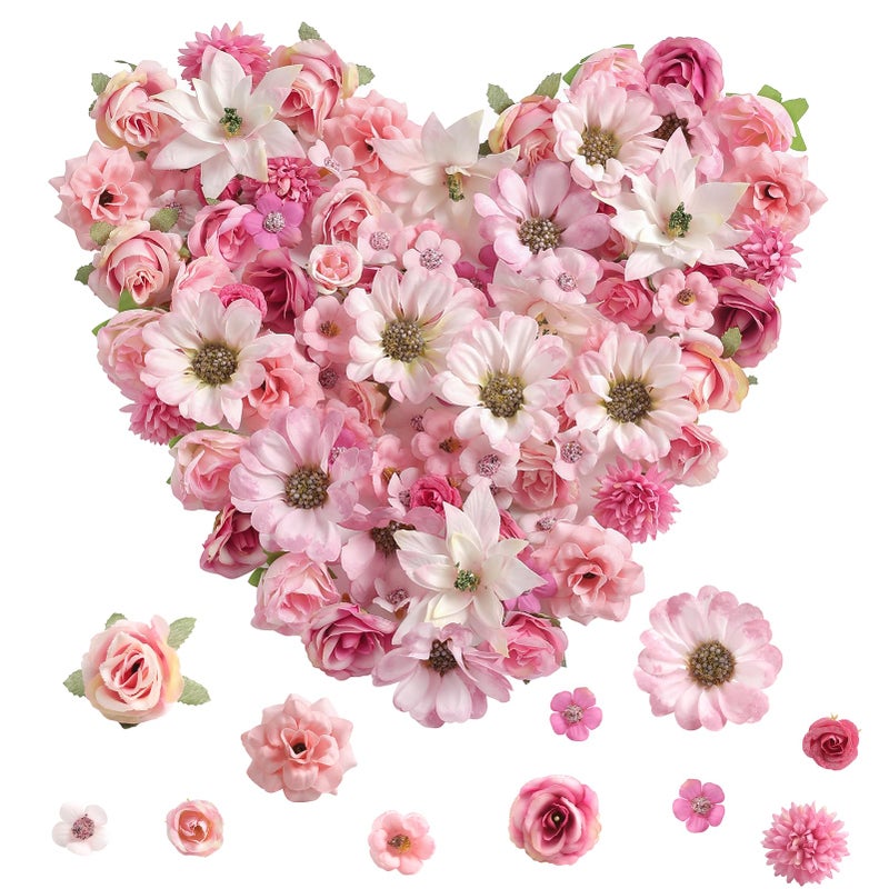 Serra Flora Faux Flower Heads Mini Artificial Flower Heads Fake Flowers Multicolor Small Silk Daisy Peony Flower Heads for Craft Garland Wedding Party DIY Home Decoration - Image 1