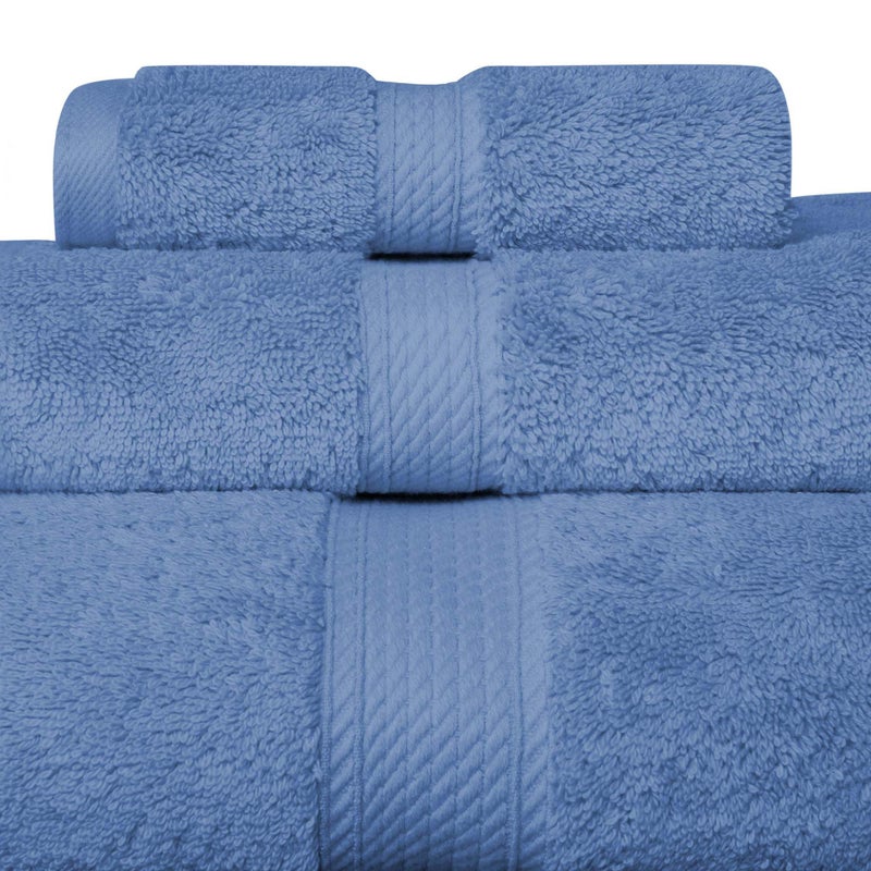 Superior Egyptian Cotton Pile 3 Piece Towel Set  Includes 1 Bath  1 Hand  1 Face Towel/Washcloth  Ultra Soft Luxury Towels  Thick Plush Essentials  Guest Bath  Spa  Hotel Bathroom  Denim Blue - Image 4