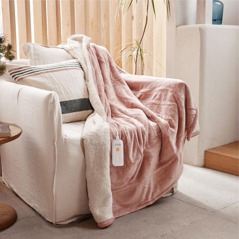 GOTCOZY Heated Blanket Electric Throw 50''X60''- Soft Silky Plush Electric Blanket with 4 Heating Level & 3 Hour Auto Off Heating Blanket, ETL Certified Machine Washable (Rose Dust) - Image 1