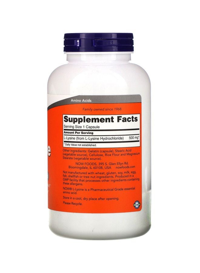 Now Foods L-Lysine 500 mg - 250 Tablets - Image 2