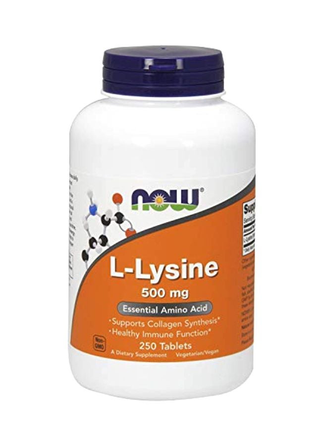 Now Foods L-Lysine 500 mg - 250 Tablets - Image 1