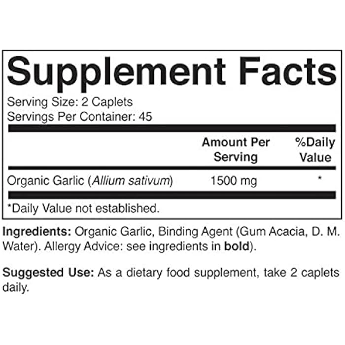 Brieofood Organic Garlic 1500mg, 45 Servings, Vegetarian, Gluten Free, 90 Vegetarian Tablets - Image 3