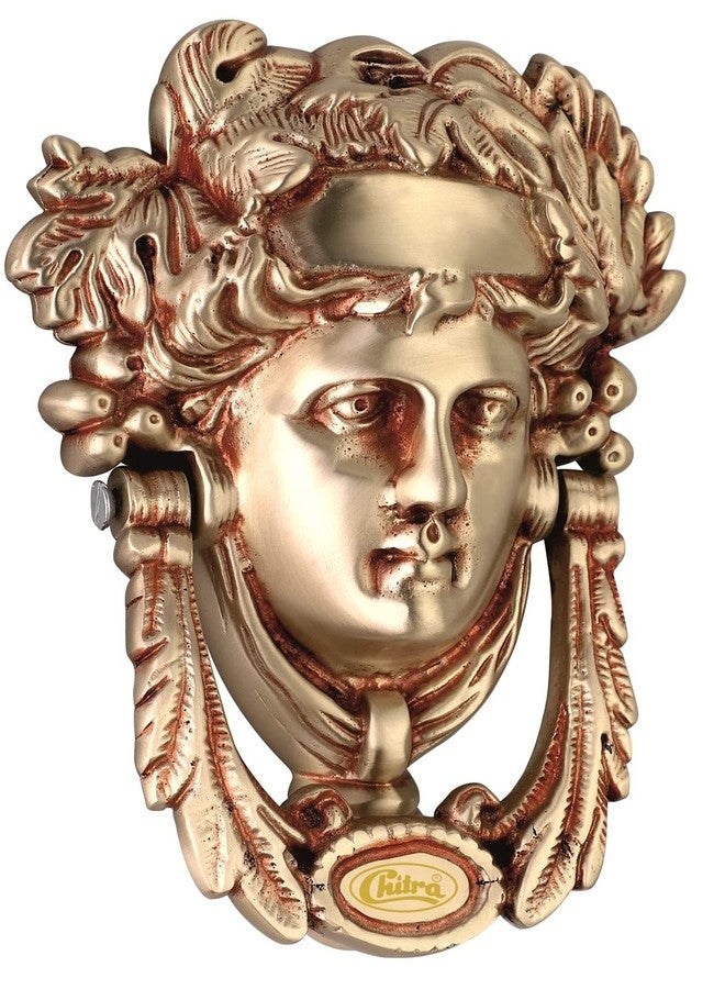 Chitra Statue of Liberty Face Style Brass Door Knocker (9 Inch, Matt Brush Golden Copper) - Image 1