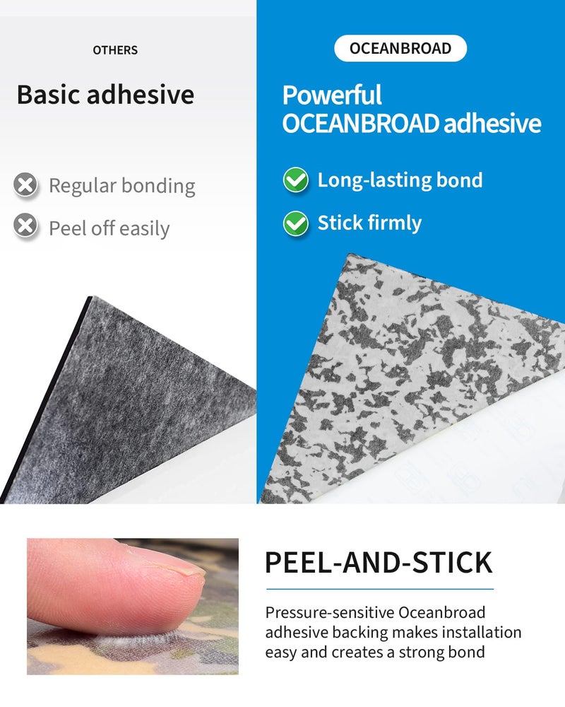 OCEANBROAD Self-Adhesive 48''x16'' Camouflage Boat Flooring Non-Slip EVA Foam Sheet Marine Grip Mat for Jon Boats Surfboard SUP Paddle Board Kayak Yacht, Camo Black - Image 2