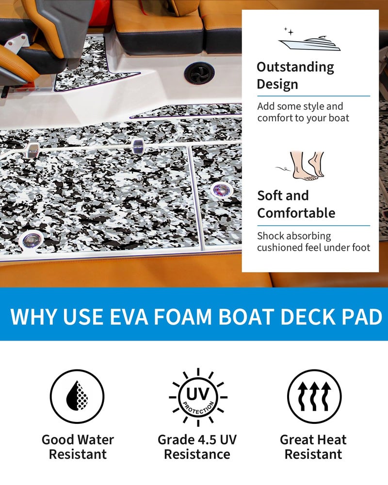 OCEANBROAD Self-Adhesive 48''x16'' Camouflage Boat Flooring Non-Slip EVA Foam Sheet Marine Grip Mat for Jon Boats Surfboard SUP Paddle Board Kayak Yacht, Camo Black - Image 4