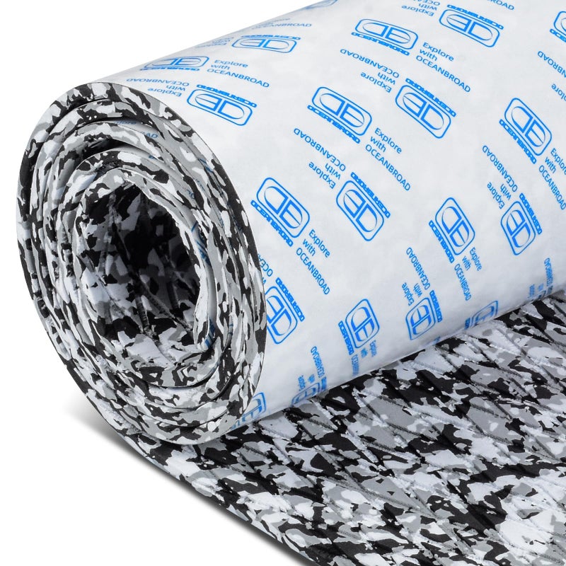 OCEANBROAD Self-Adhesive 48''x16'' Camouflage Boat Flooring Non-Slip EVA Foam Sheet Marine Grip Mat for Jon Boats Surfboard SUP Paddle Board Kayak Yacht, Camo Black - Image 1