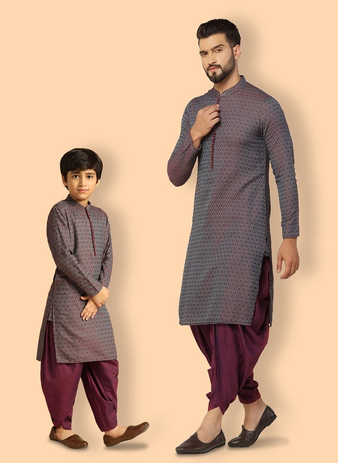 KISAH Ethnic Motifs Printed Mandarin Collar Kurta with Dhoti Pants - Image 1