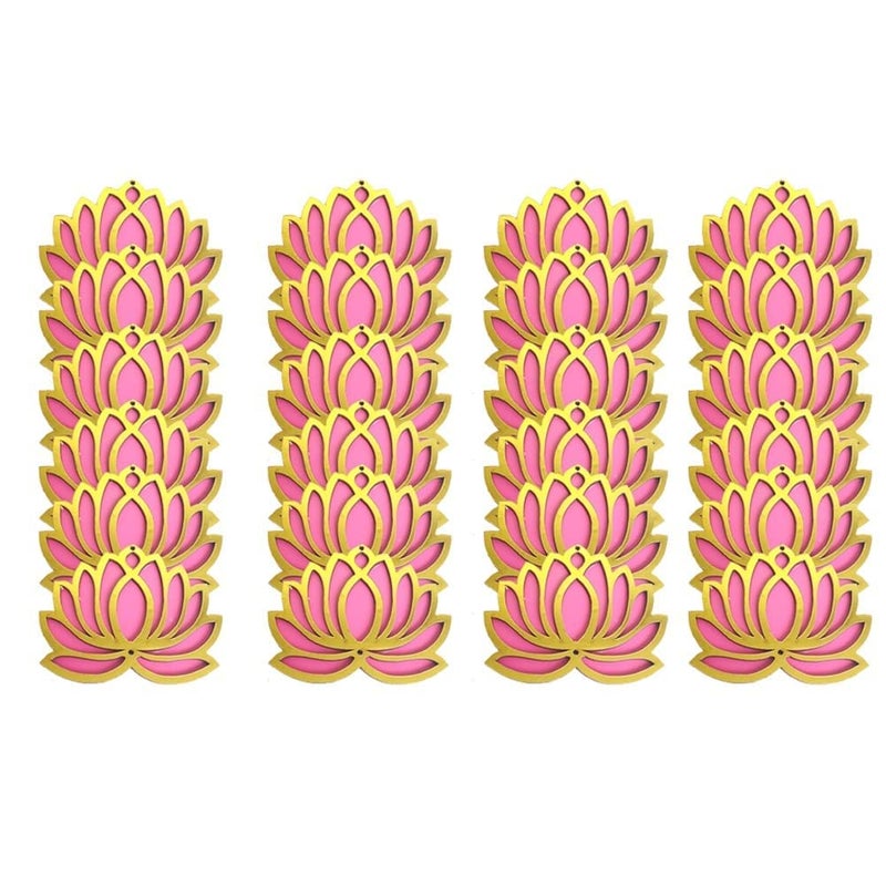 Sanvatsar Home White Golden Lotus 4 Inch Set of 24 Wooden Cutout DIY Rangoli Kit | Decorations for Diwali, Dusshera Wedding Rangoli, Pooja, Decorations, Festival Gift (Pink24) - Image 3