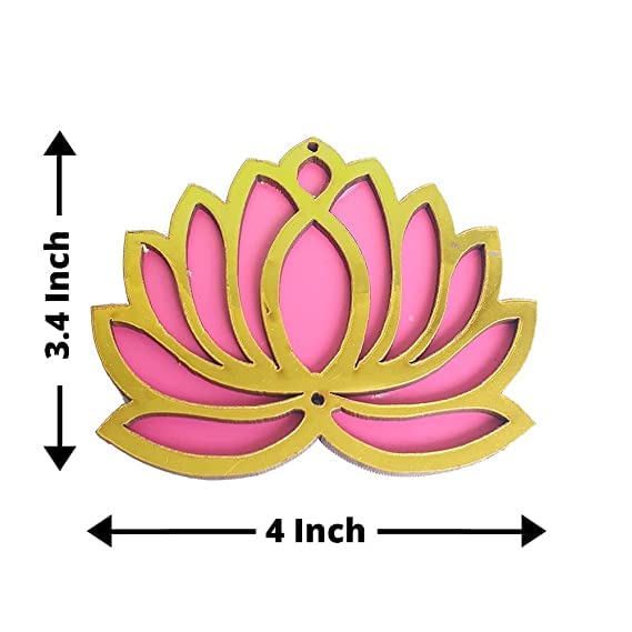 Sanvatsar Home White Golden Lotus 4 Inch Set of 24 Wooden Cutout DIY Rangoli Kit | Decorations for Diwali, Dusshera Wedding Rangoli, Pooja, Decorations, Festival Gift (Pink24) - Image 2