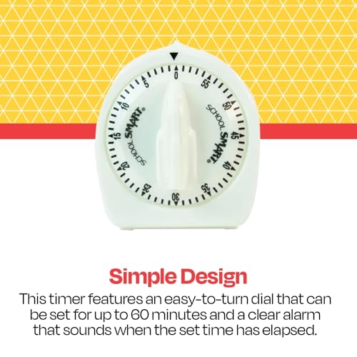 School Smart مؤقت كبير ذكي للمدرسة، 1 - 60 دقيقة، 3-3/8 بوصة ارتفاع × 3 بوصة، أبيض - 084084 - Image 4