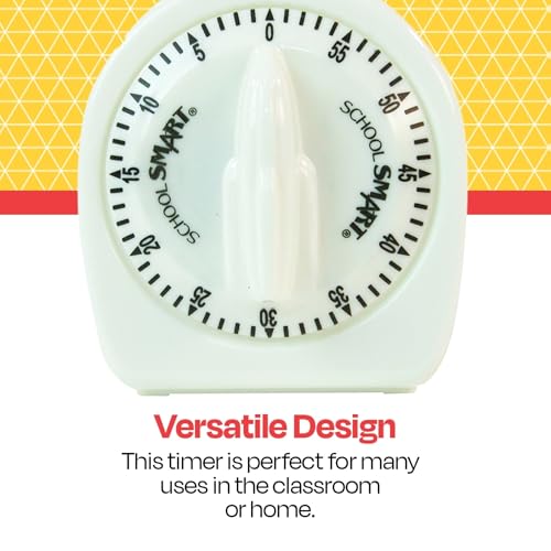 School Smart مؤقت كبير ذكي للمدرسة، 1 - 60 دقيقة، 3-3/8 بوصة ارتفاع × 3 بوصة، أبيض - 084084 - Image 3