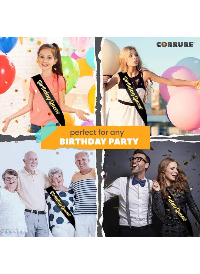 CORRURE 'Birthday Queen' Sash with Gold Foil - Soft Satin Black Sash for Women - Happy Birthday Sash for Girls, Sweet 16, 18th 21st 25th 30th 40th 50th or Any Other Bday Party - pzsku/ZF13477BE09D731C306A2Z/45/_/1741329921/d8dd3130-492b-4076-9213-7101a92cd7b2