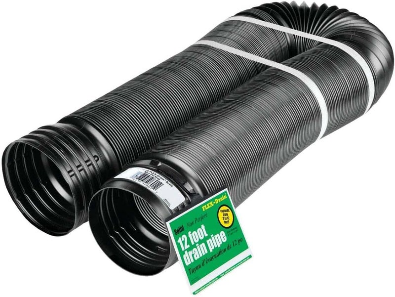 51710 Flexible/Expandable Solid Drainage Pipe, 3.37in (Inside Diameter) by 12ft