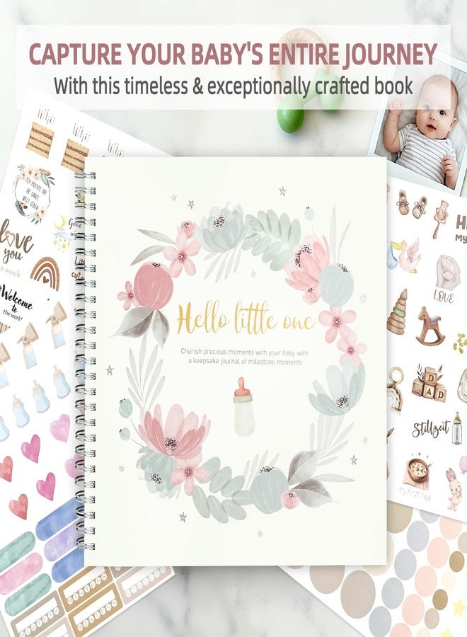 EUUBIRD Keepsake Memory Book for Baby Boy or Girls, Gender Neutral Baby Memory Scrapbook, Pregnancy Journal, Baby Book to Record Baby's Milestones from Birth to 5 Years | Newborn Gift (Flower) ﻿ - Image 5