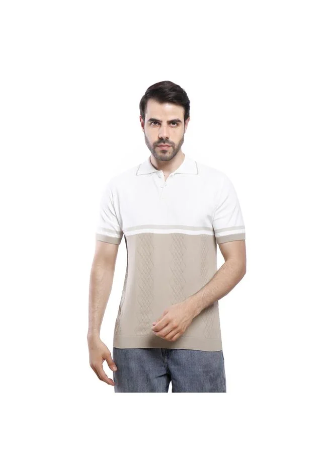 كوب قميص بولو منسوج بأكمام قصيرة
