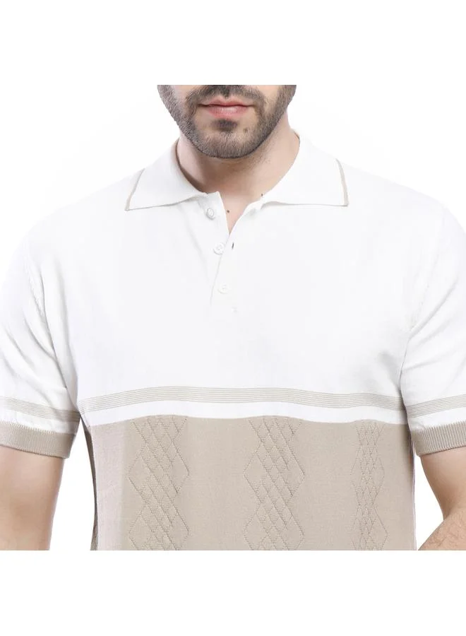 كوب قميص بولو منسوج بأكمام قصيرة