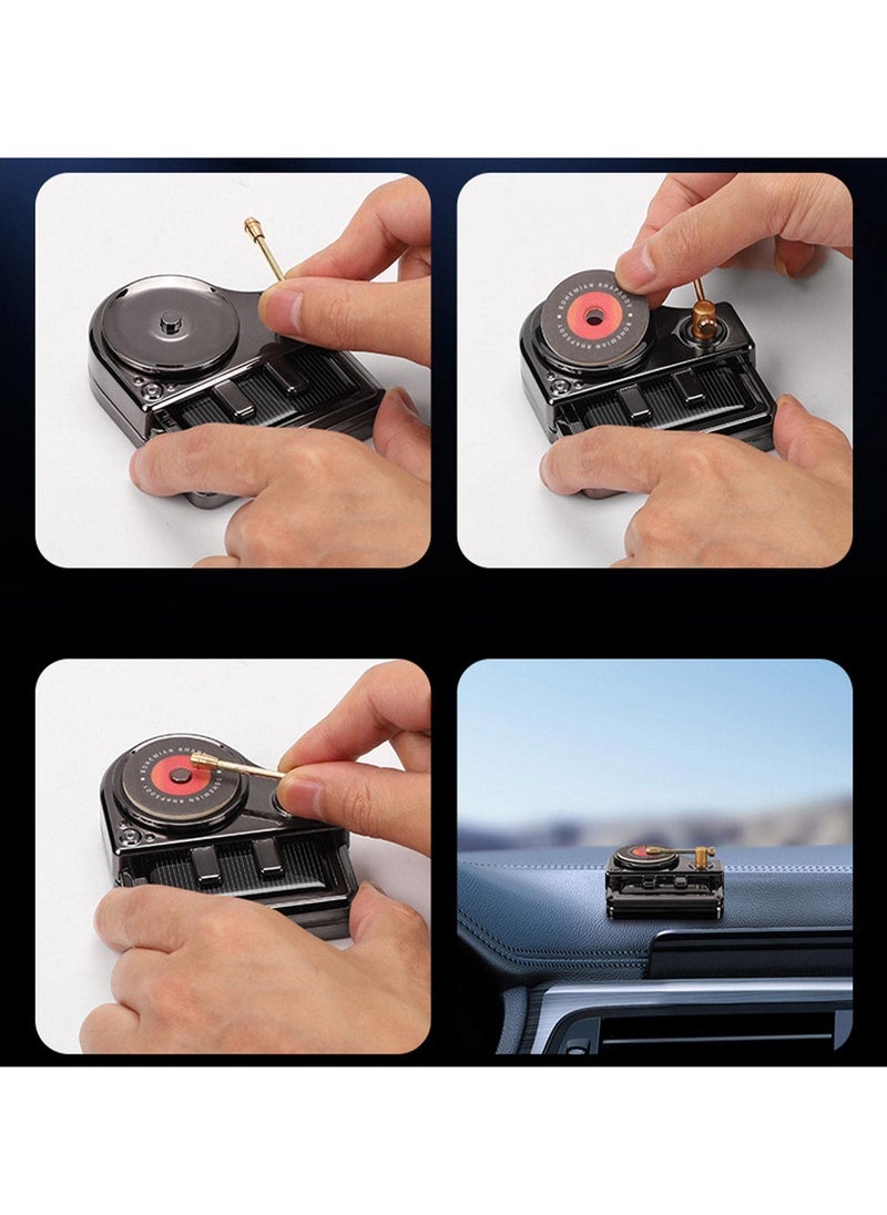 KASTWAVE - Solar-Powered Car Air Freshener, Innovative Dashboard Decoration with Quiet Rotating Record Player Design - Long-Lasting Solid Fragrance for a Fresh Car Interior - Image 1