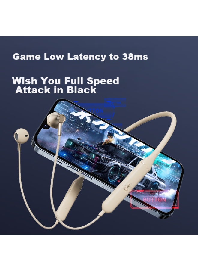 Ikf W1 S Neckband Bluetooth Earphones, In-ear Wireless Sports Earphones, For Running And Gaming, Low Latency, Lossless Sound Quality, Call Noise Reduction, Long Battery Life, Compatible With Phones, Yadian Black - Image 4
