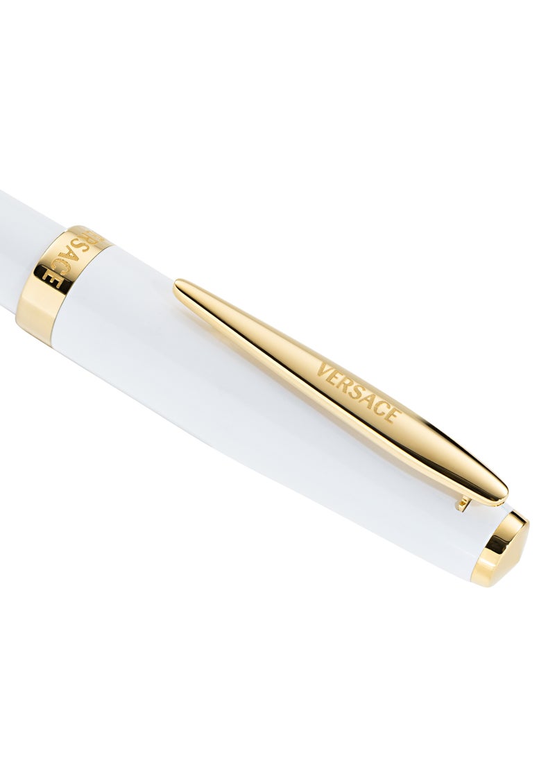 VERSACE Fountain Pen - White Resin with Clip and Logo  - Image 2
