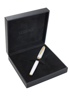 VERSACE Fountain Pen - White Resin with Clip and Logo  - Image 4