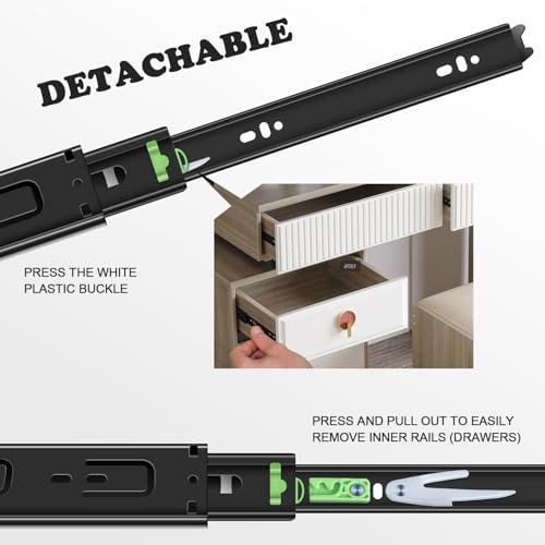 FCOUMY 22 inch Soft Close Drawer Slides 6 Pairs Ball Bearing Full Extension Cabinet Drawer Slides 3 fold, Side Mount, 100 LB Capacity Heavy Duty Drawer Slide 22" Black - Image 5