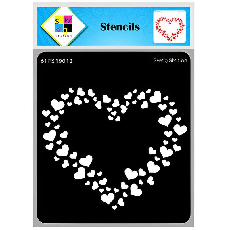 SWAGSTATION Heart Shape Stencil for Art and Craft Stencil 6x6 Inches Reusable DIY Stencils for Painting Template Embossing Home Decoration Wall Painting Art Journal Fabric Painting Tshirt