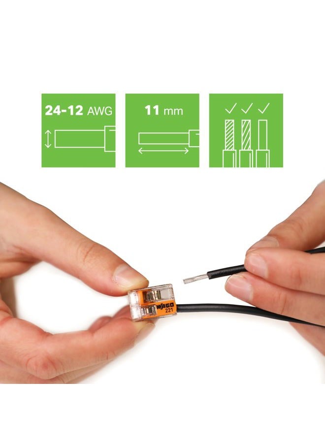 Wago 221-412 2-Conductor Compact Splicing Connectors (Pack of 100) - Image 2