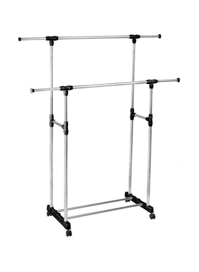 Risen This 2-Pole Telescopic Clothes Hanger is a durable, adjustable, foldable rack with wheels, perfect for drying laundry - Image 1