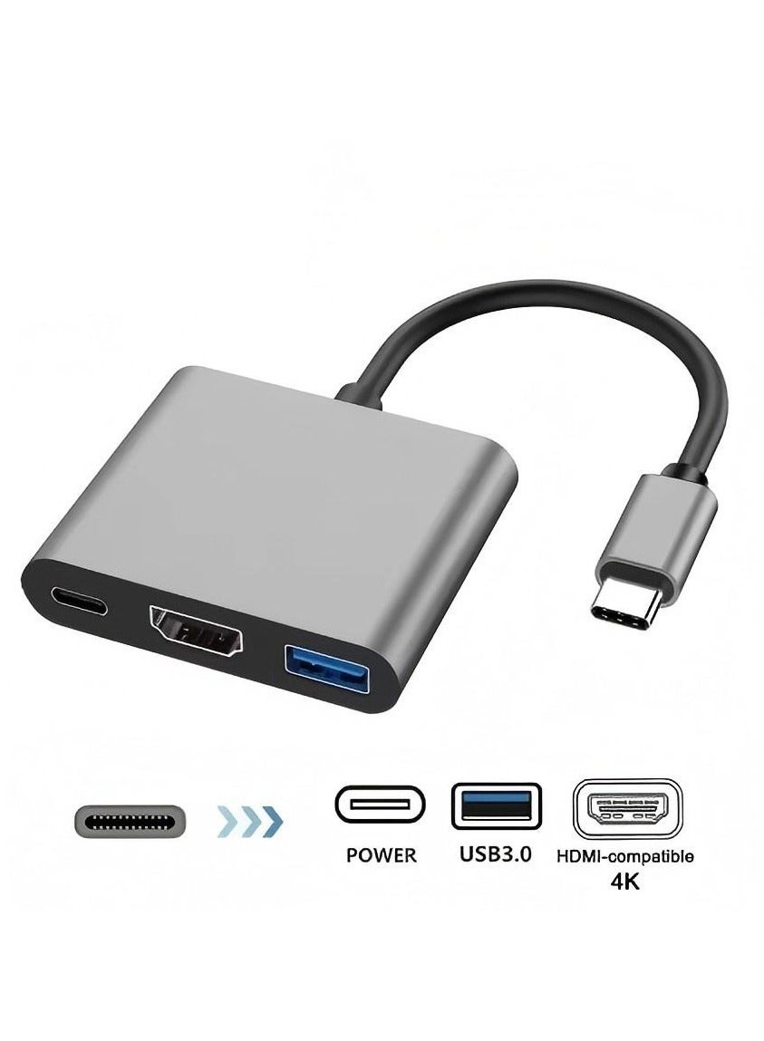 3 in 1 Type C To HDTV HDMI Adapter, 4K HDMI USB 3.0 PD Fast Charging Adapter for iPhone 15 16 Series MacBook Matebook  Laptop Huawei Xiaomi Samsung Type C Interface