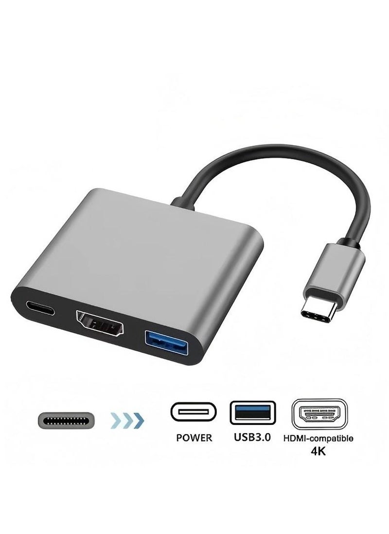 CoomBe 3 in 1 Type C To HDTV HDMI Adapter, 4K HDMI USB 3.0 PD Fast Charging Adapter for iPhone 15 16 Series MacBook Matebook  Laptop Huawei Xiaomi Samsung Type C Interface  - Image 1