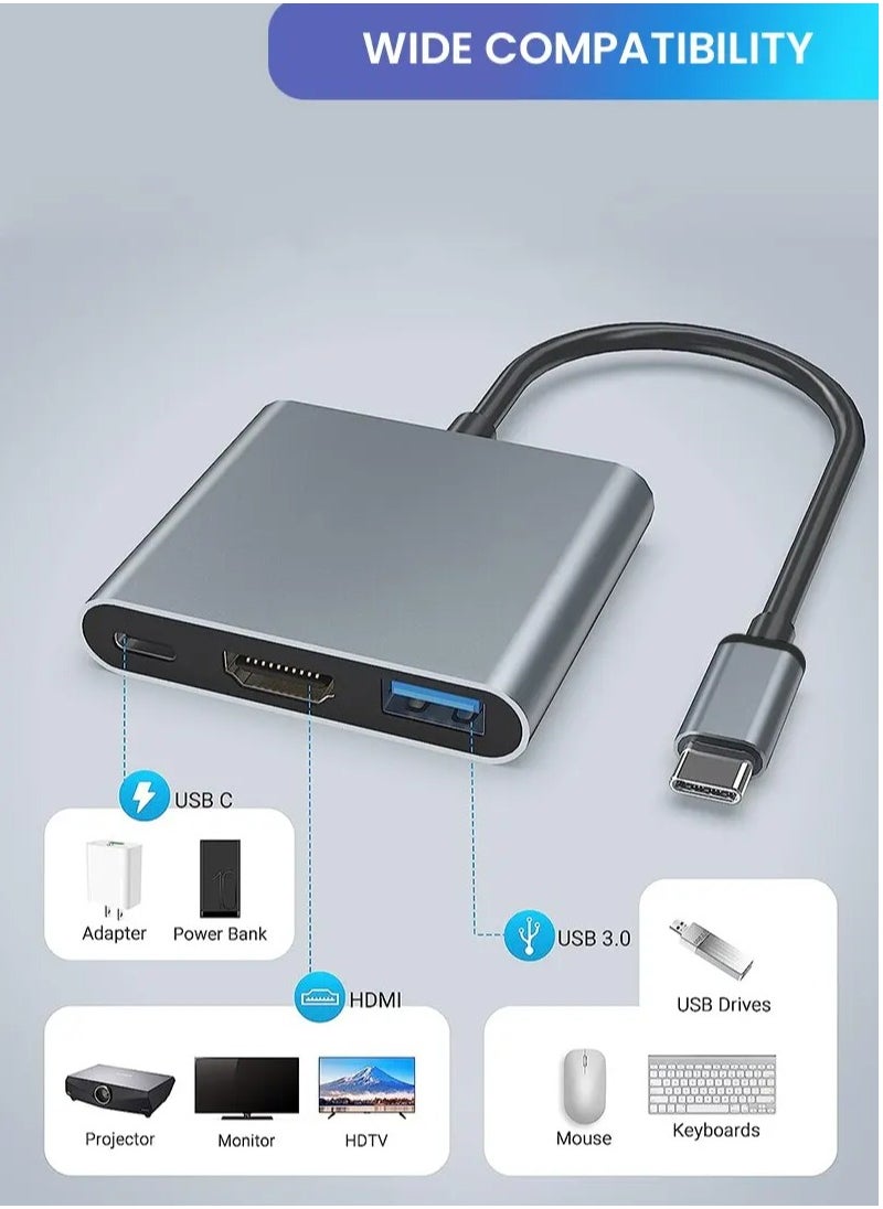 CoomBe 3 in 1 Type C To HDTV HDMI Adapter, 4K HDMI USB 3.0 PD Fast Charging Adapter for iPhone 15 16 Series MacBook Matebook  Laptop Huawei Xiaomi Samsung Type C Interface  - Image 4