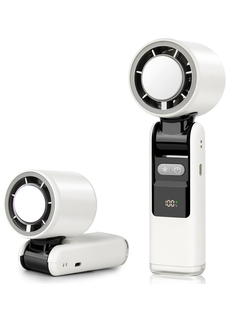 ALASAMCO Portable Handheld Fan, Speed(1-100) Adjustable Mini Turbo Fans, 4000mAh Battery USB Rechargeable Personal Fans, LED Digital Display, 3 IN 1 Foldable Fan with Night Light for Travel/Camping/Outdoor/Office - Image 1