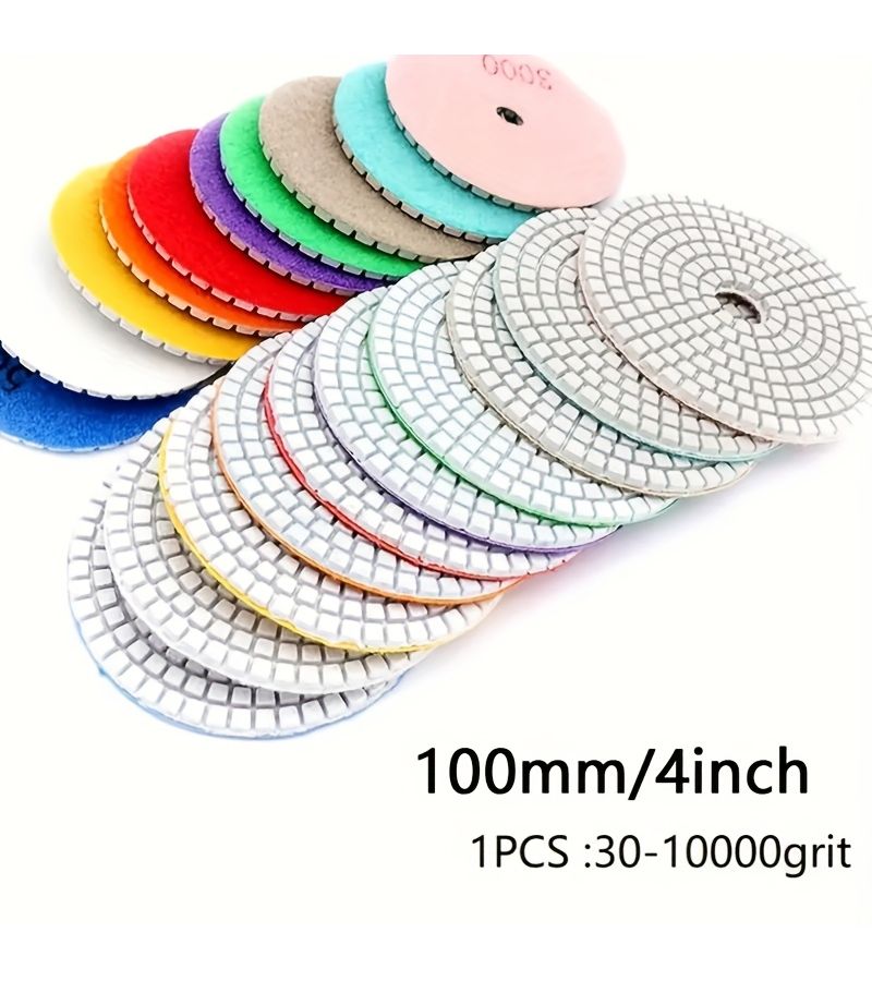 4 Inch 500 Grit Diamond Polishing Pad Wet Dry For Granite Marble Concrete Stone - Image 1