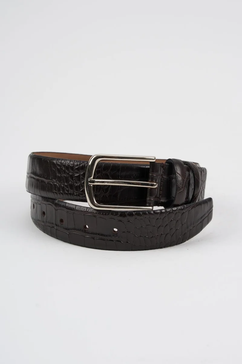 الكسندر جاردي Alexandergardi Men's Texture Detailed Leather Belt (E24-BELT-25-MN)