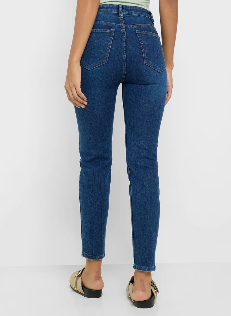 Ginger High Rise Skinny Jeans With Frayed Hem