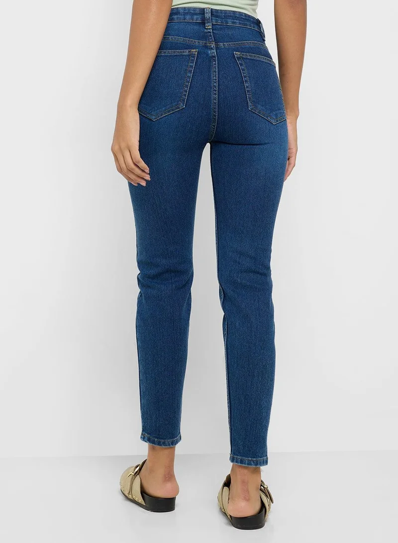 Ginger  High Rise Skinny Jeans With Frayed Hem for Women | Best Price UAE