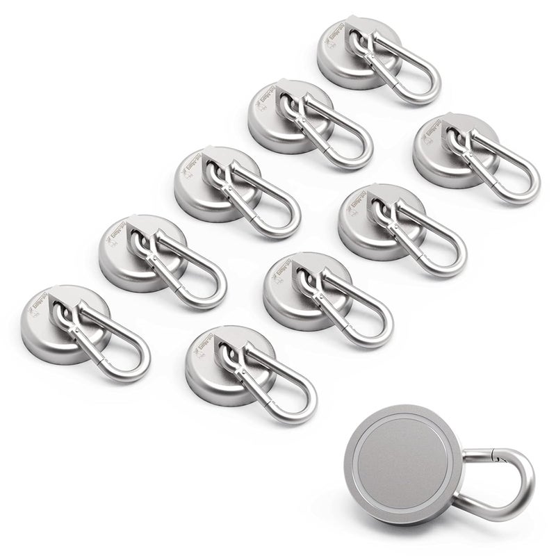 Ant Mag - Carabiner Magnetic Hooks 80LBS MAX Heavy Duty Neodymium Magnet Swivel Snap Hook for Hanging Indoor/Outdoor Grill Kitchen Cabinet Office 10 Pack - Image 1