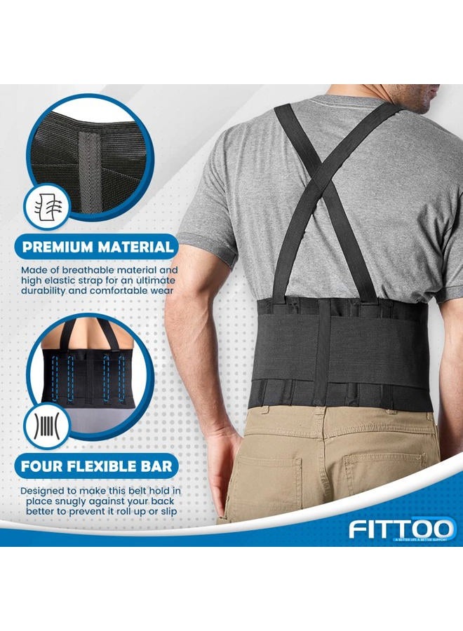 FITTOO Working Lumbar Lower Back Brace Support Belt with Adjustable Straps - Back Pain Relief, Injury Recovery, Heavy Lifting Support, Back Brace with Suspenders - Image 5