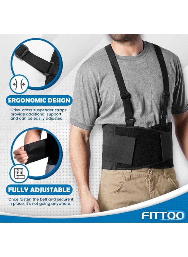 FITTOO Working Lumbar Lower Back Brace Support Belt with Adjustable Straps - Back Pain Relief, Injury Recovery, Heavy Lifting Support, Back Brace with Suspenders - Image 4