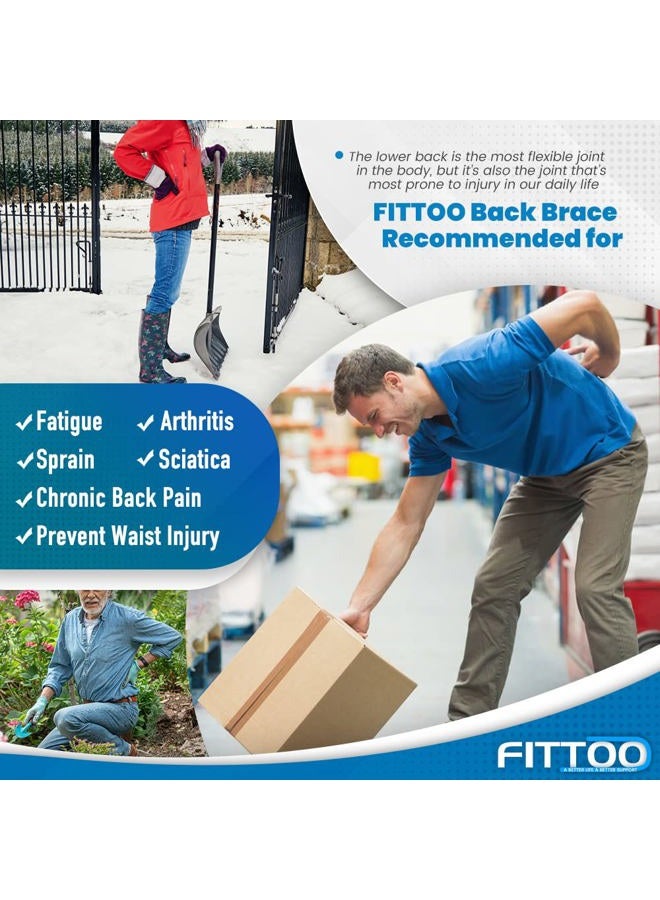 FITTOO Working Lumbar Lower Back Brace Support Belt with Adjustable Straps - Back Pain Relief, Injury Recovery, Heavy Lifting Support, Back Brace with Suspenders - Image 3