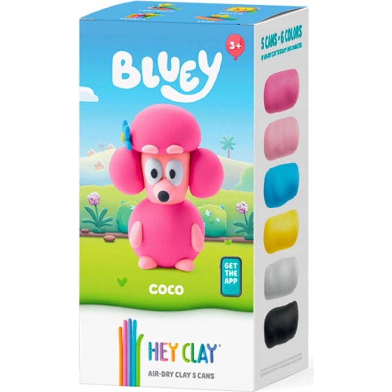 Hey Clay Bluey Coco Air-Dry Clay Cans Set (74 g, 5 Cans) - Image 1