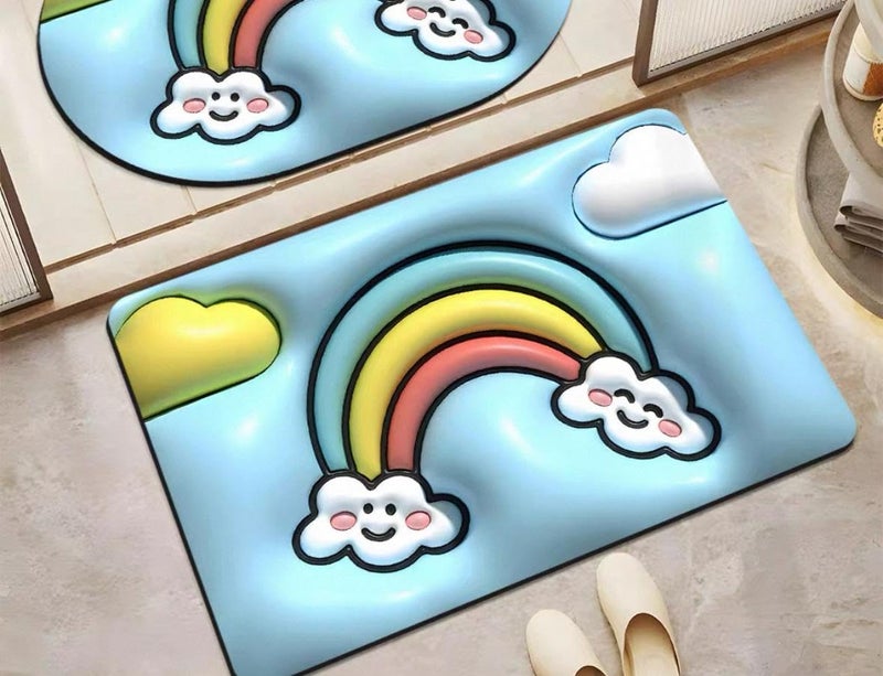 3D Memory Foam Bath Mat – Ultra Soft Non-Slip Bathroom Rug with Multi Pattern, Perfect for Kids & Family Use - 60x40cm (Shape 2) - Image 1