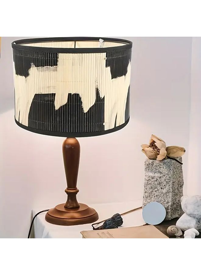 Beige Black Bamboo Lamp Shade Vintage Drum Design Replacement for Pendant Light 11.81x11.81x7.87in - Image 4
