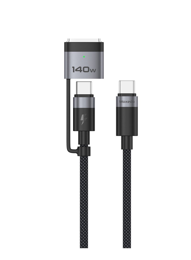 Moxedo 2 in 1 Charging Cable 240W PD 3.0 Interchangeable USB-C/USB-C to Magsafe 3 1.5 Meters Braded Nylon Cable Compatible for MacBook Air and MacBook Pro, Pro (14-16-inch, M2, 2023) - Image 1