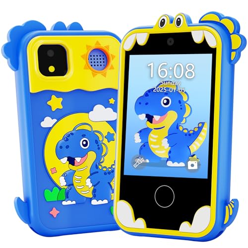 windpaint Kids Phone for Girl Toys Christmas Birthday Gifts for Age 310 Year Old Girls Boys Toys Kids Toddler Smart Phone Detective Educational Learning Toys with 28 Touchscreen Music Video Game Blue - Image 1