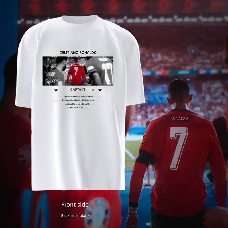 CR7 Cristiano Ronaldo 2025 UEFA European Championship Portugal National Team CR7 Replica Short-Sleeve T-Shirt - Cotton, No. 7 Riyadh Jersey - Image 3