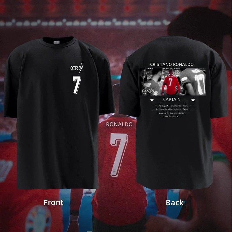 CR7 Cristiano Ronaldo 2025 UEFA European Championship Portugal National Team CR7 Replica Short-Sleeve T-Shirt - Cotton, No. 7 Riyadh Jersey - Image 4